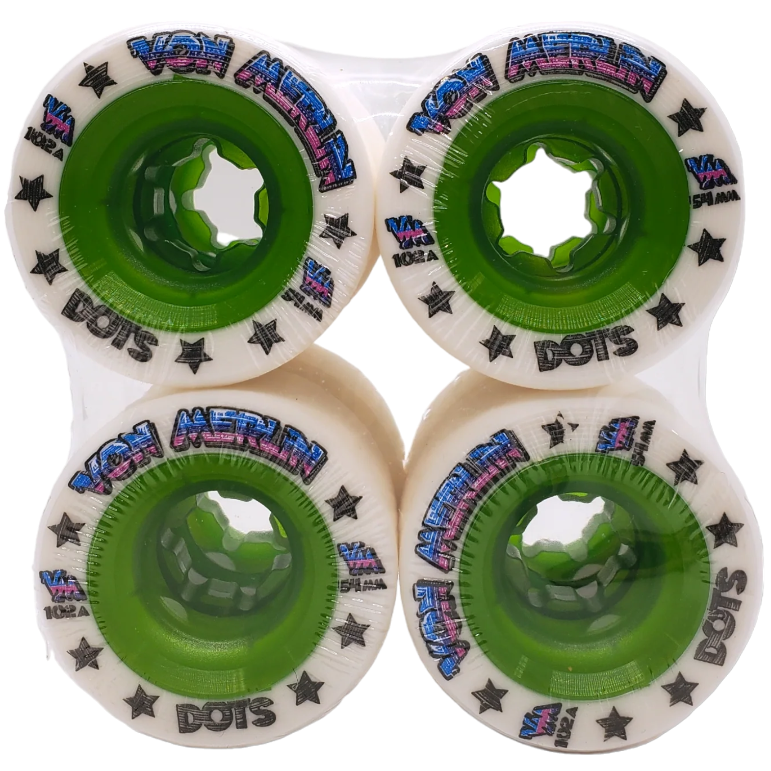 Von Merlin - Green 102a 54mm Dot Rhythm Wheels 2023 Edition (8 Pack ...